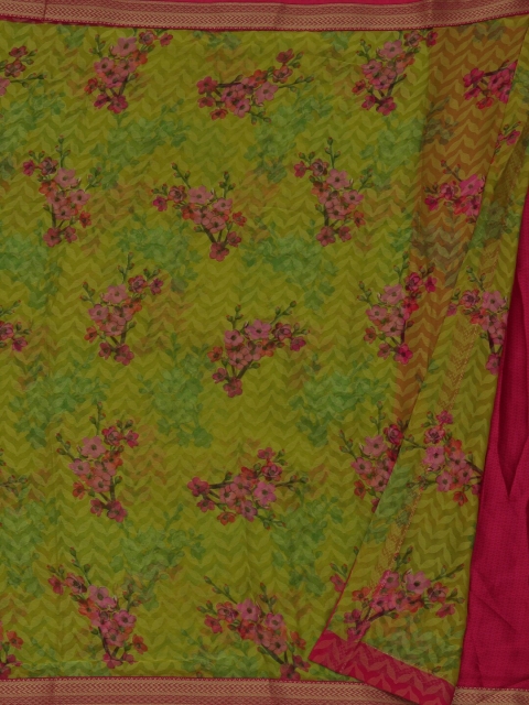 

Pothys Green & Pink Poly Georgette Printed Saree