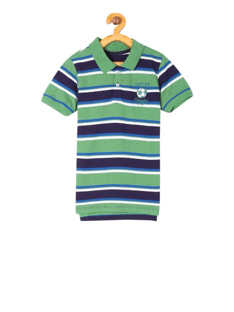 

Cherokee Boys Green Striped Polo Collar T-shirt