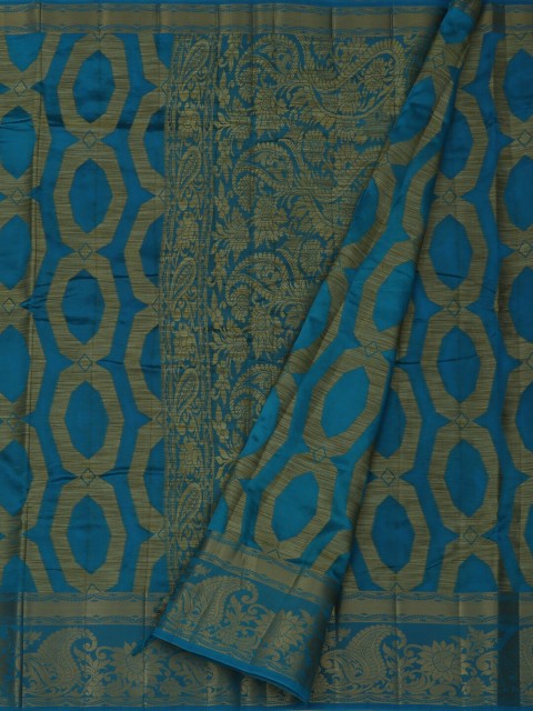 

Pothys Blue & Gold-Toned Jute Silk Woven Design Saree