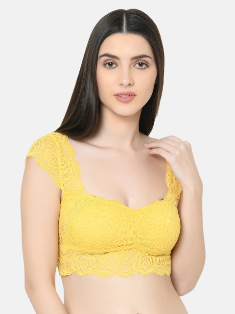 

PRETTYBOLD Yellow Self Design Non-Wired Lightly Padded Everyday Bra PB-1289
