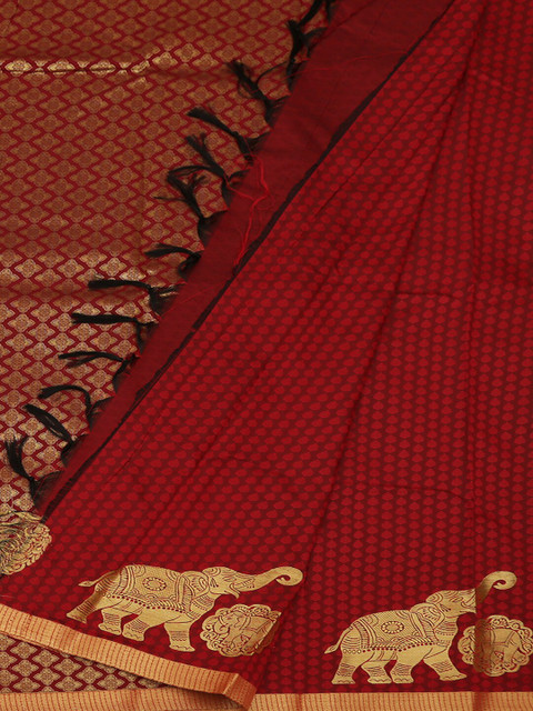

Pothys Red & Gold-Toned Art Silk Woven Design Saree