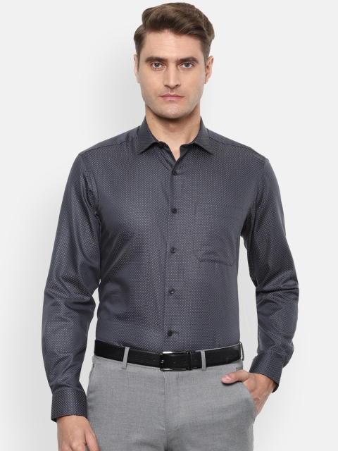 

Louis Philippe Men Grey & Off-White Slim Fit Printed Formal Shirt