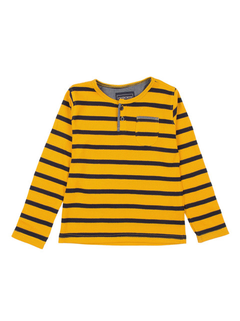 

Cherokee Boys Yellow Striped Henley Neck T-shirt
