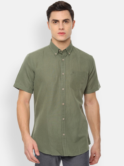 

Van Heusen Sport Men Olive Green Slim Fit Solid Casual Shirt