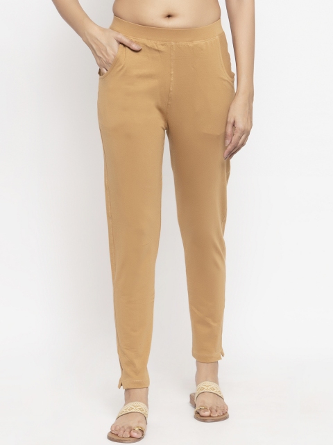 

NEUDIS by Dhrohar Women Beige Solid Lycra Cotton Comfort-Fit Ankle-Length Leggings