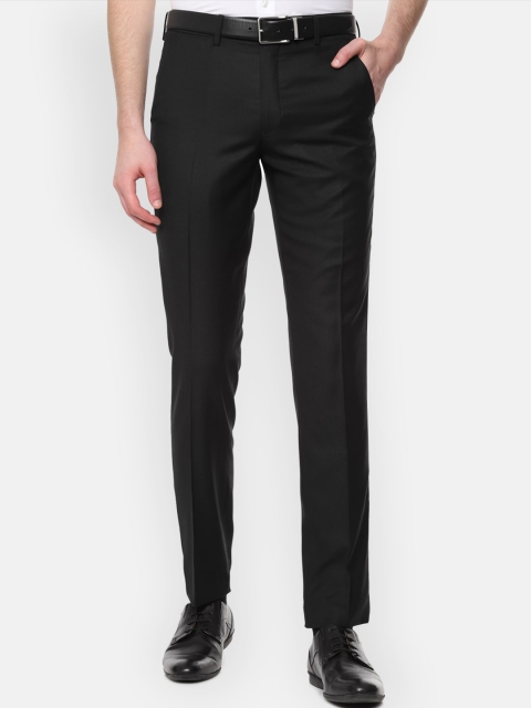 

Van Heusen Men Black Slim Fit Solid Formal Trousers
