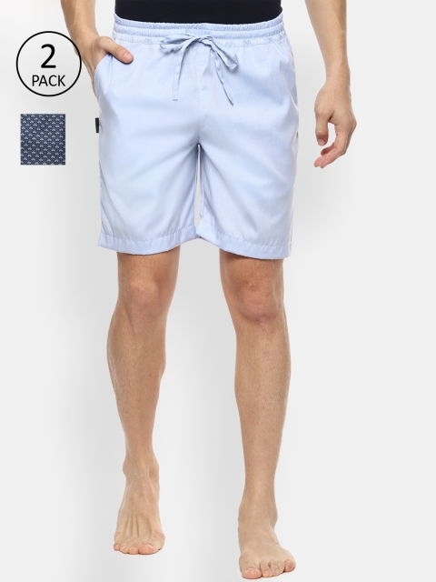 

Van Heusen Men Pack Of 2 Solid Lounge Shorts, Navy blue