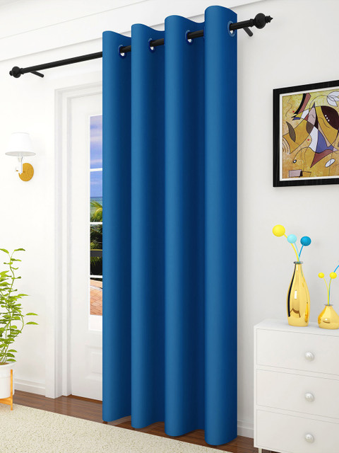 

Story@home Set of 2 Blue Solid Black Out Window Curtains