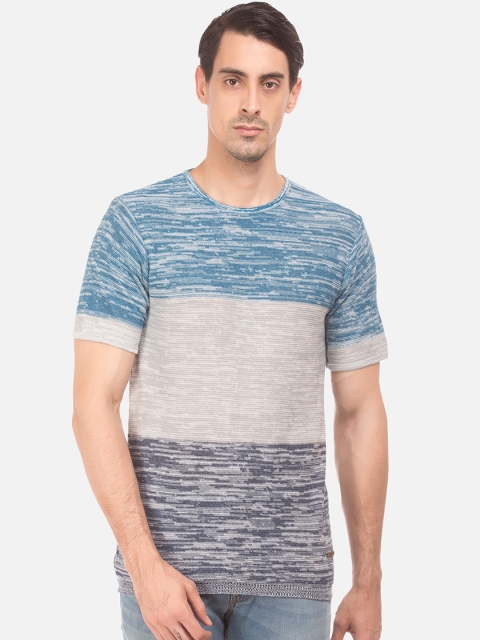 

Cherokee Men Blue & Beige Colourblocked Round Neck T-shirt