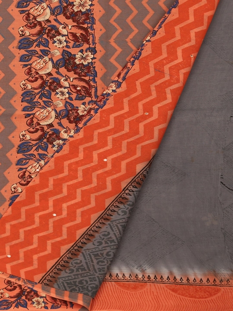 

Pothys Grey & Grey Pure Cotton Printed Saree