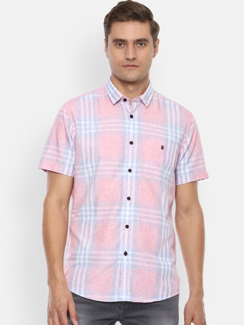 

Louis Philippe Sport Men Pink & Blue Slim Fit Checked Casual Shirt