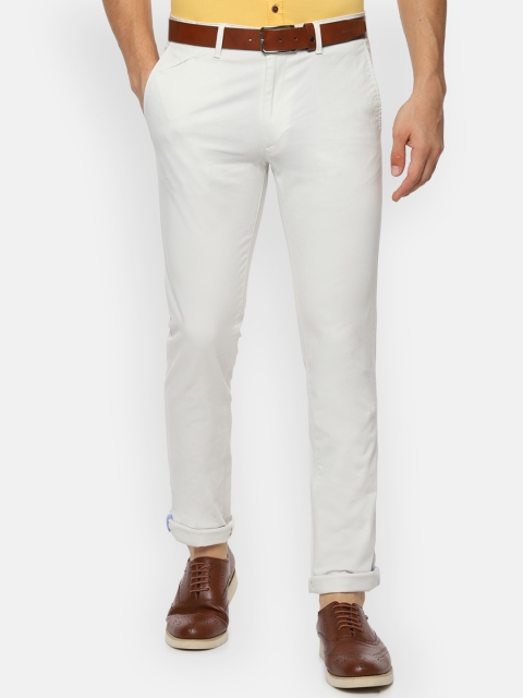 

V Dot Men White Slim Fit Solid Regular Trousers