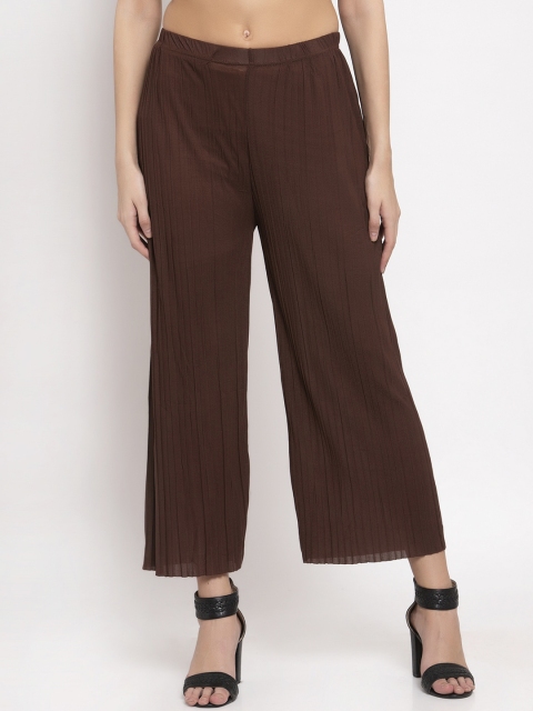

KLOTTHE Women Brown Solid Wide-Leg Palazzo