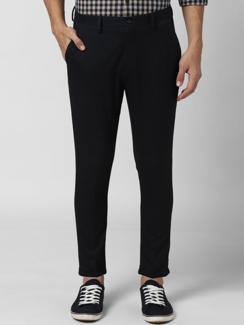 

Peter England Men Black Tapered Fit Checked Regular Trousers