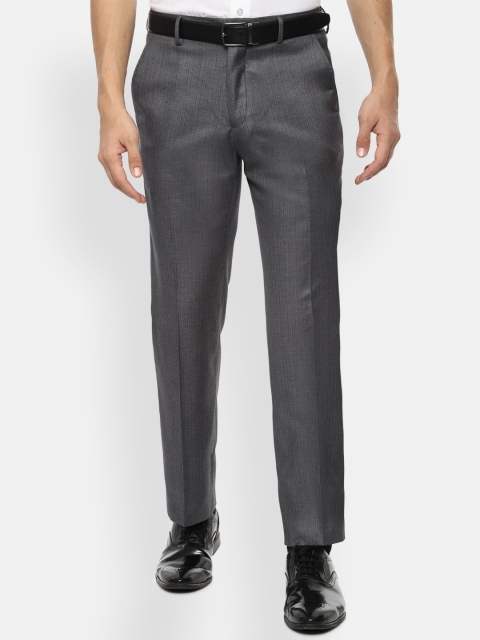 

V Dot Men Grey Slim Fit Solid Formal Trousers
