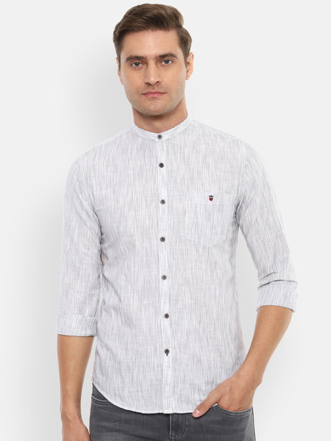 

Louis Philippe Sport Men White & Grey Slim Fit Striped Casual Shirt