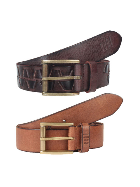 

echt Men Set of 2 Multicoloured Assorted Belts, Multi