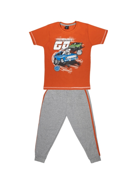 

Todd N Teen Boys Rust & Grey Printed T-shirt with Pyjamas