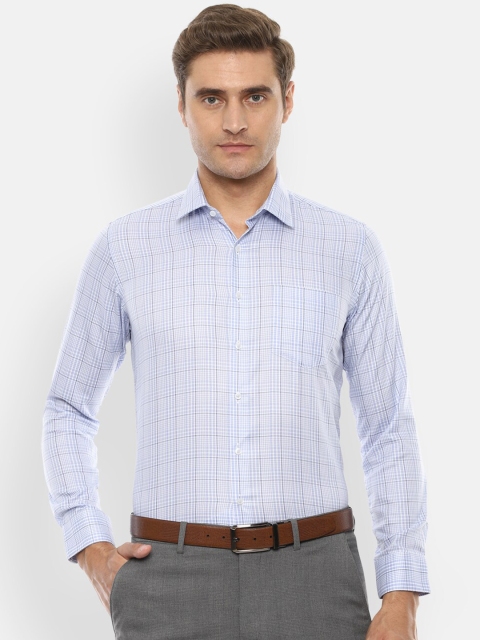 

Van Heusen Men Blue & White Slim Fit Checked Formal Shirt