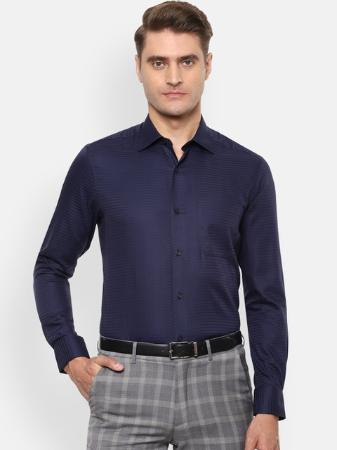 

Louis Philippe Men Navy Blue Regular Fit Self Design Formal Shirt
