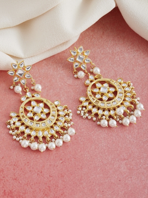 

GloBox By ZeroKaata White Handcrafted Gold Plated Circular Chandbalis