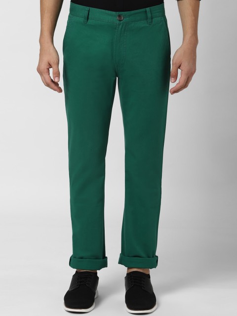 

Peter England Casuals Men Green Slim Fit Solid Regular Trousers