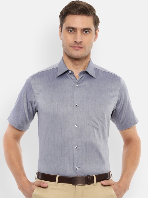 Van Heusen Men Grey Regular Fit Solid Formal Shirt