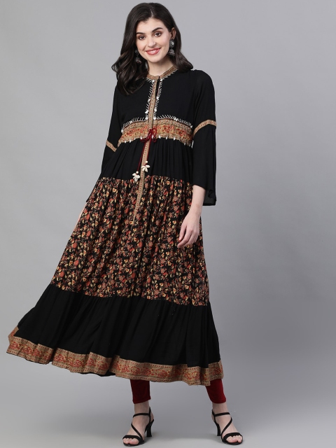 

Ishin Women Black & Brown Printed Anarkali Kurta