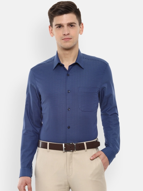 

Louis Philippe Men Blue Regular Fit Self Design Formal Shirt