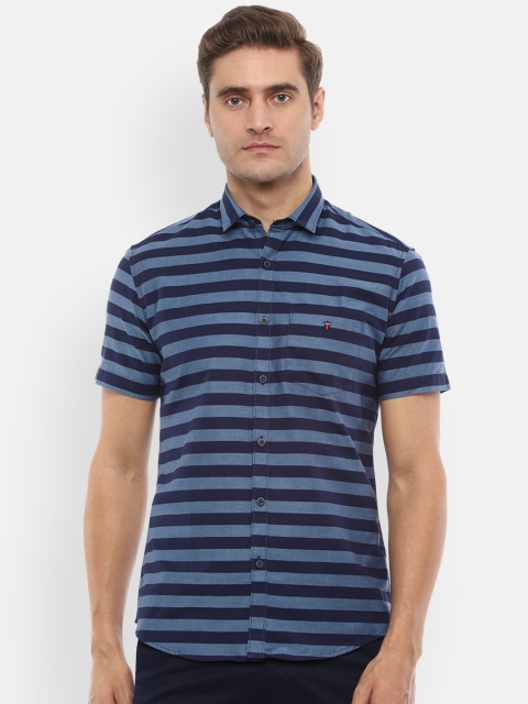 Louis Philippe Sport Men Blue Slim Fit Striped Casual Shirt