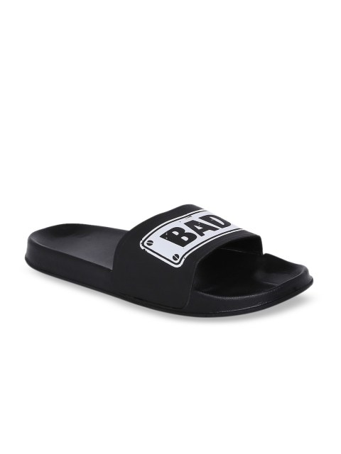 

Bewakoof Men Black Printed Sliders