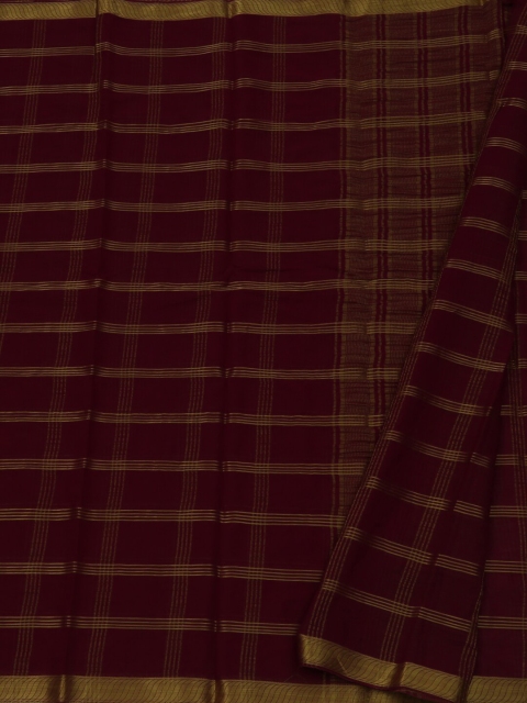 

Pothys Maroon Checked Poly Georgette Saree