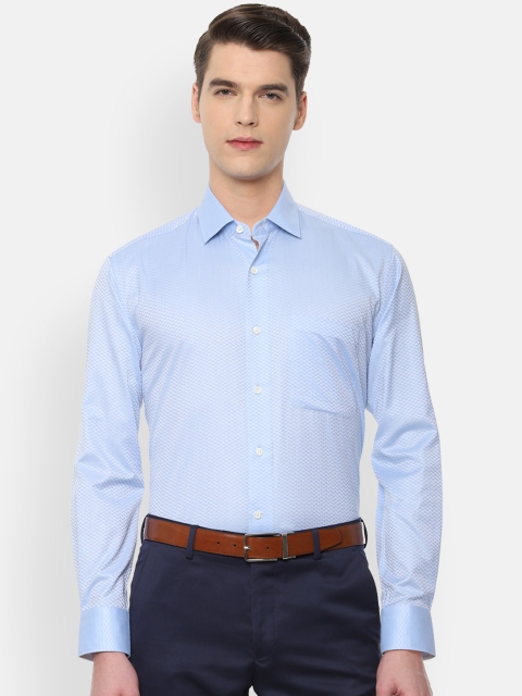 

Luxure by Louis Philippe Men Blue Regular Fit Self Design Formal Shirt