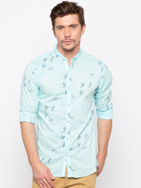 

SPYKAR Men Blue Slim Fit Printed Casual Shirt