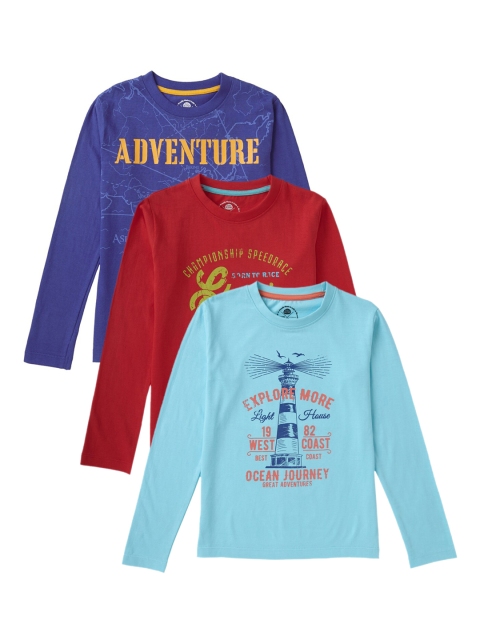 

Cub McPaws Boys Pack Of 3 Printed Round Neck T-shirt, Navy blue