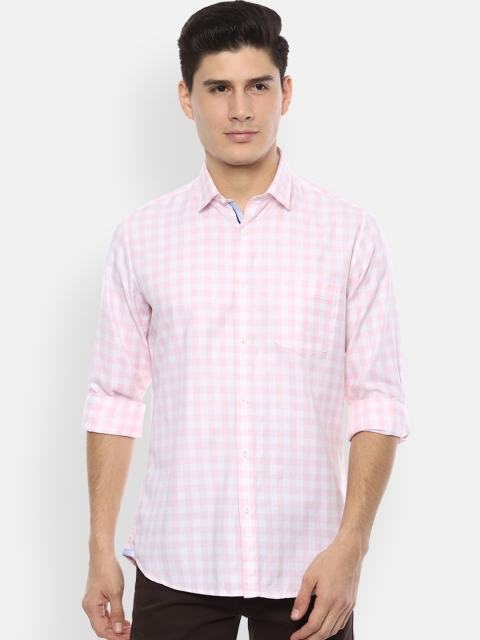 

Van Heusen Sport Men White & Pink Slim Fit Checked Casual Shirt