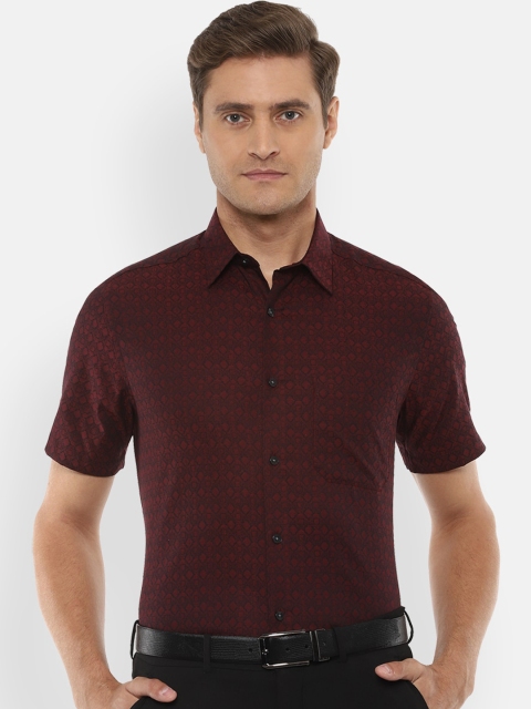 

Louis Philippe Men Maroon Regular Fit Printed Formal Shirt
