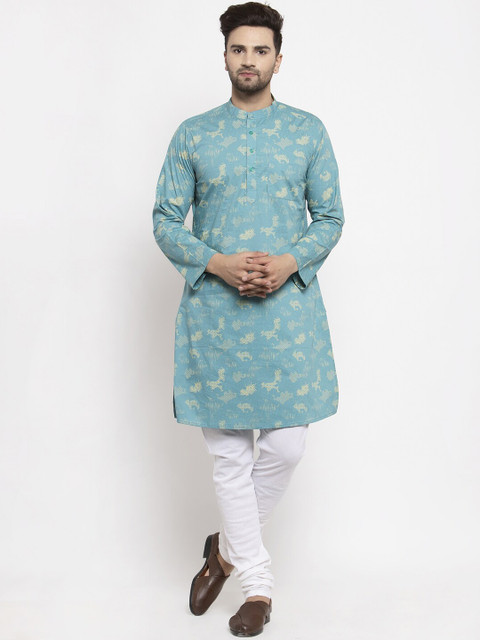 

NEUDIS Men Blue & White Printed Kurta with Pyjamas