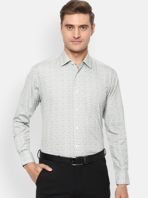 

Luxure by Louis Philippe Men White & Grey Regular Fit Printed Formal Shirt