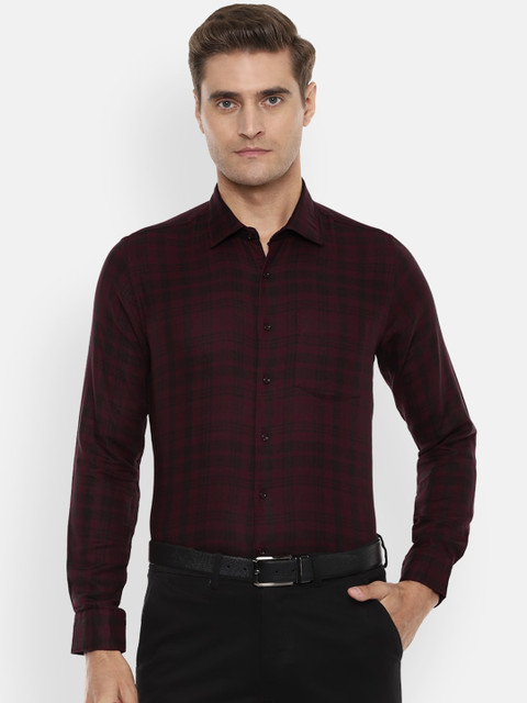 

Van Heusen Men Maroon Slim Fit Checked Formal Shirt