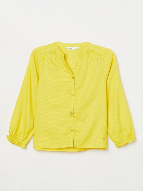 

Bossini Girls Yellow Self Design Shirt Style Top