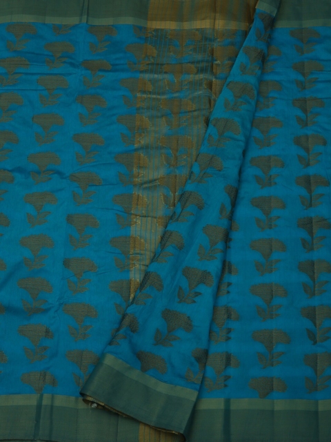 

Pothys Blue Woven Design Jute Silk Saree