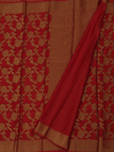 

Pothys Red & Gold-Toned Poly Georgette Woven Design Saree