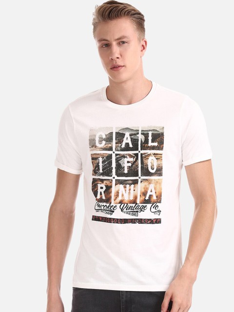 

Cherokee Men Off-White Printed Round Neck T-shirt