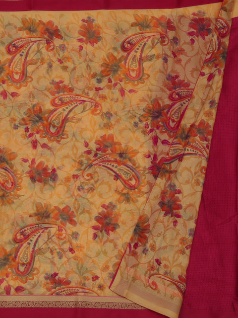 

Pothys Mustard Printed Poly Georgette Saree