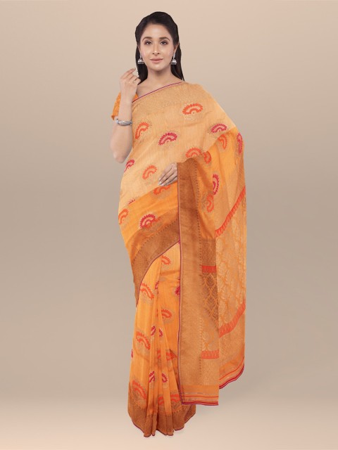 

KLM Fashion Mall Mustard Yellow Woven Design Silk Blend Saree