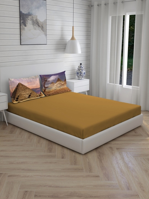 

Boutique Living India Brown 200 TC Cotton 1 king Bedsheet with 2 Pillow Covers