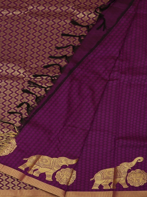 

Pothys Violet & Gold-Toned Art Silk Woven Design Saree