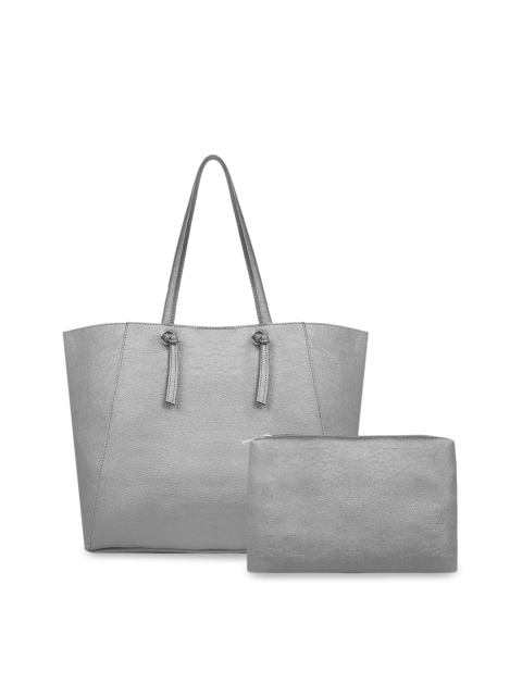 

Toteteca Silver-Toned Solid Tote Bag