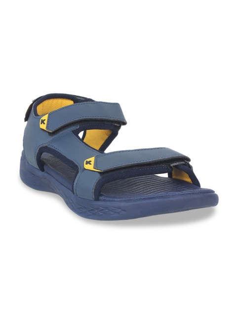 

KazarMax Men Navy Blue & Yellow Solid Sports Sandals